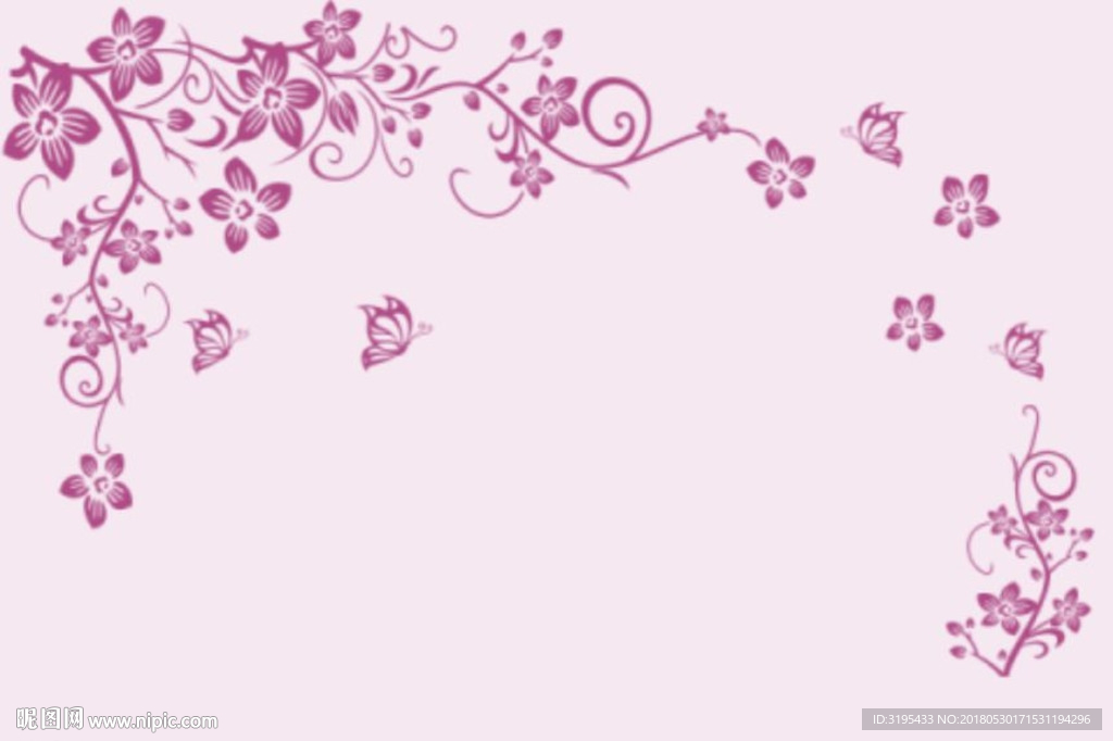 时尚花纹 蝴蝶 对角花矢量