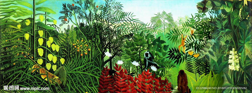 森林油画壁画背景墙装饰画