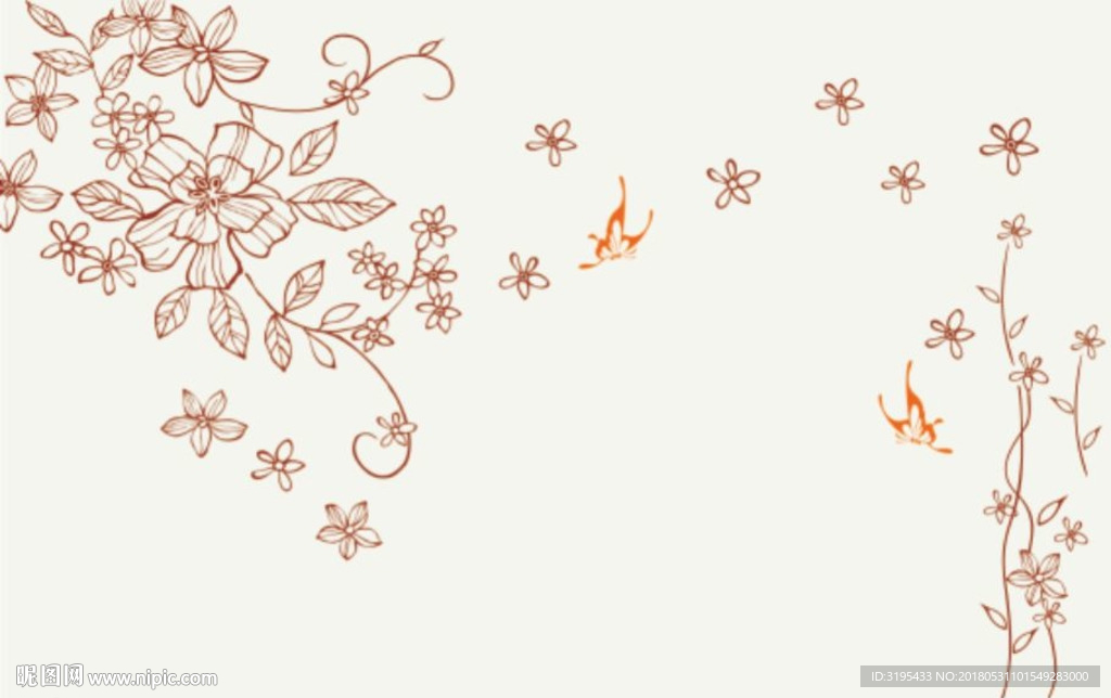 线条牡丹花矢量 花矢量