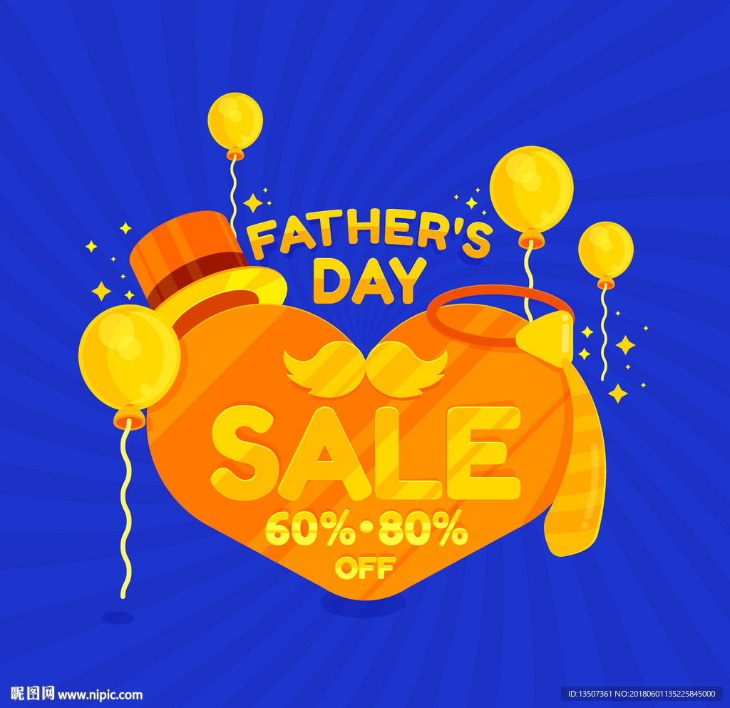 蓝色时尚父亲节打折促销活动背景