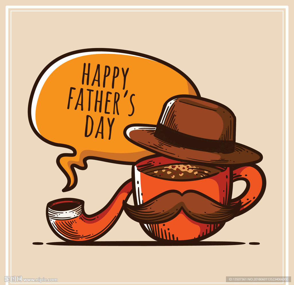 烟斗礼帽胡子杯创意抽象父亲节