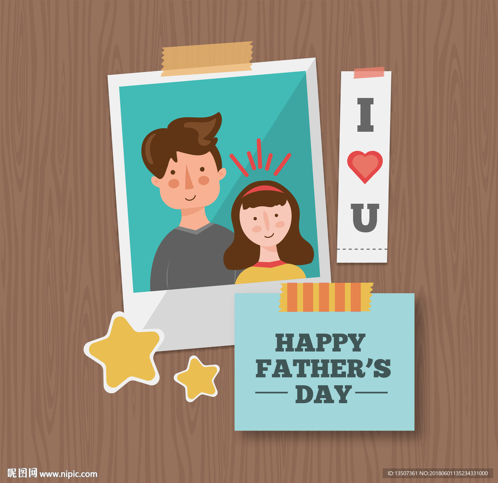 创意相框相片父亲节插画图片设计