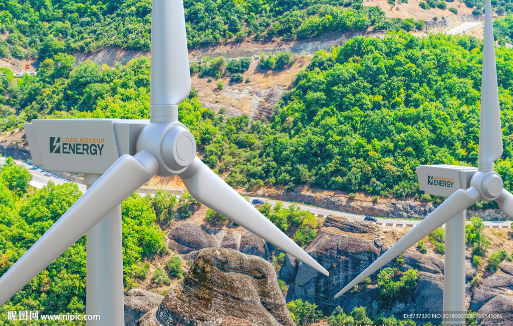 风能发电标志样机一键贴图