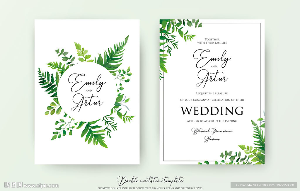 绿色树叶唯美装饰画