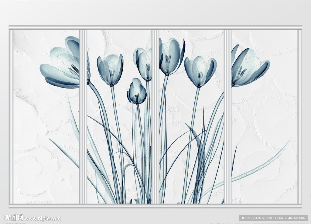 现代简约百合花移门