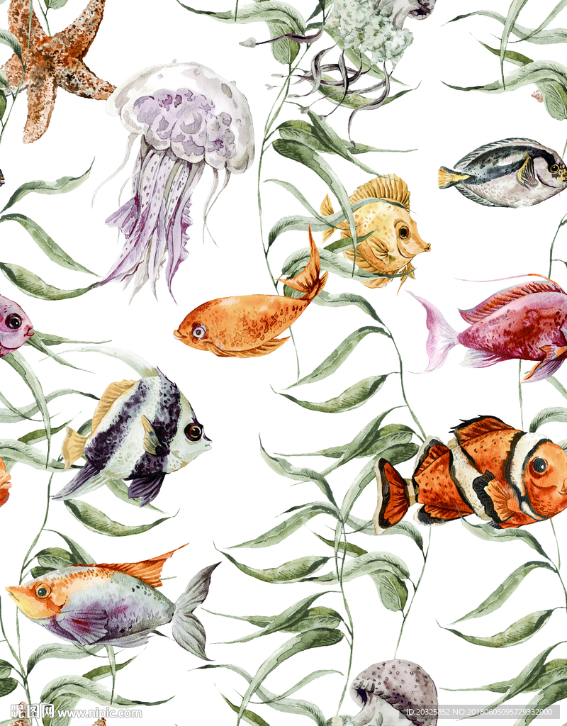 海底动物鱼图案组合