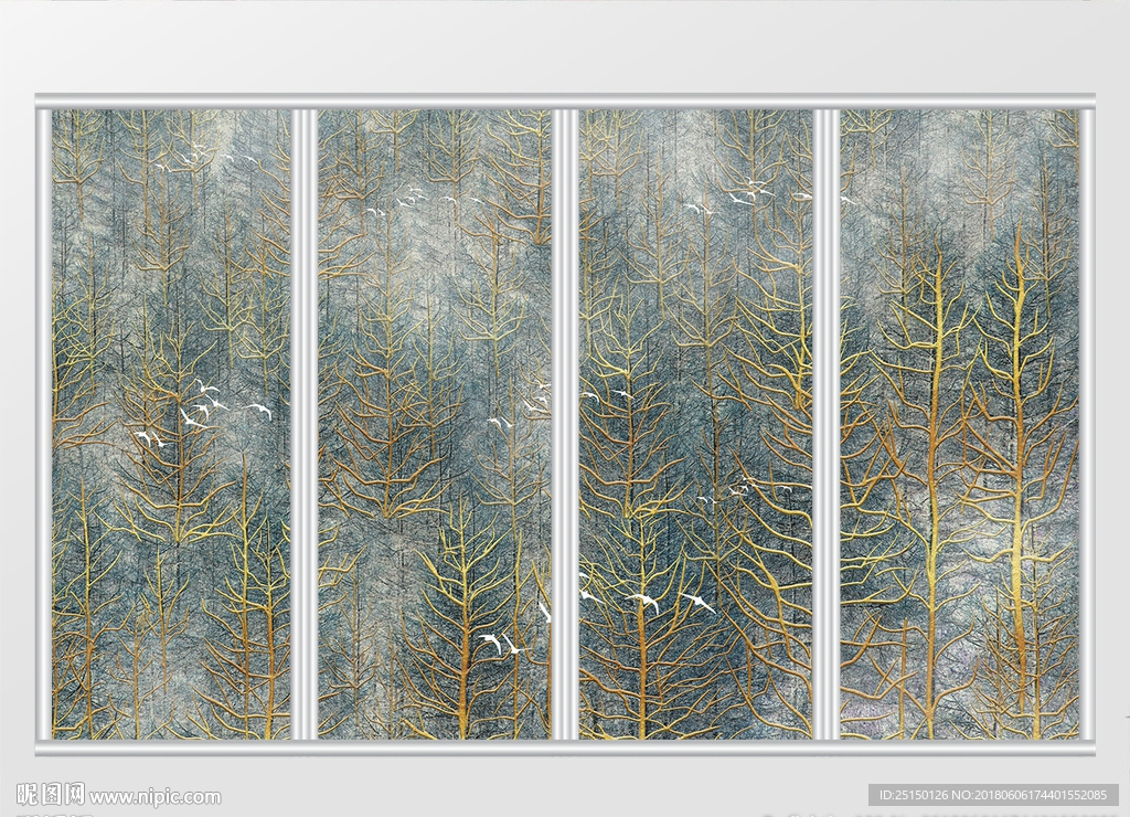 简约质感树林移门