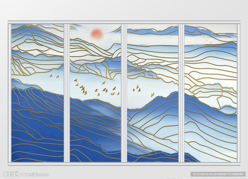 新中式水墨山水移门