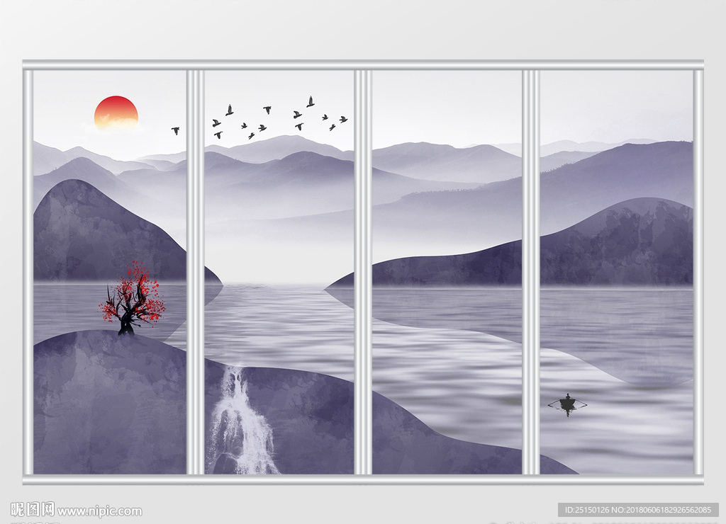 新中式水墨山水移门