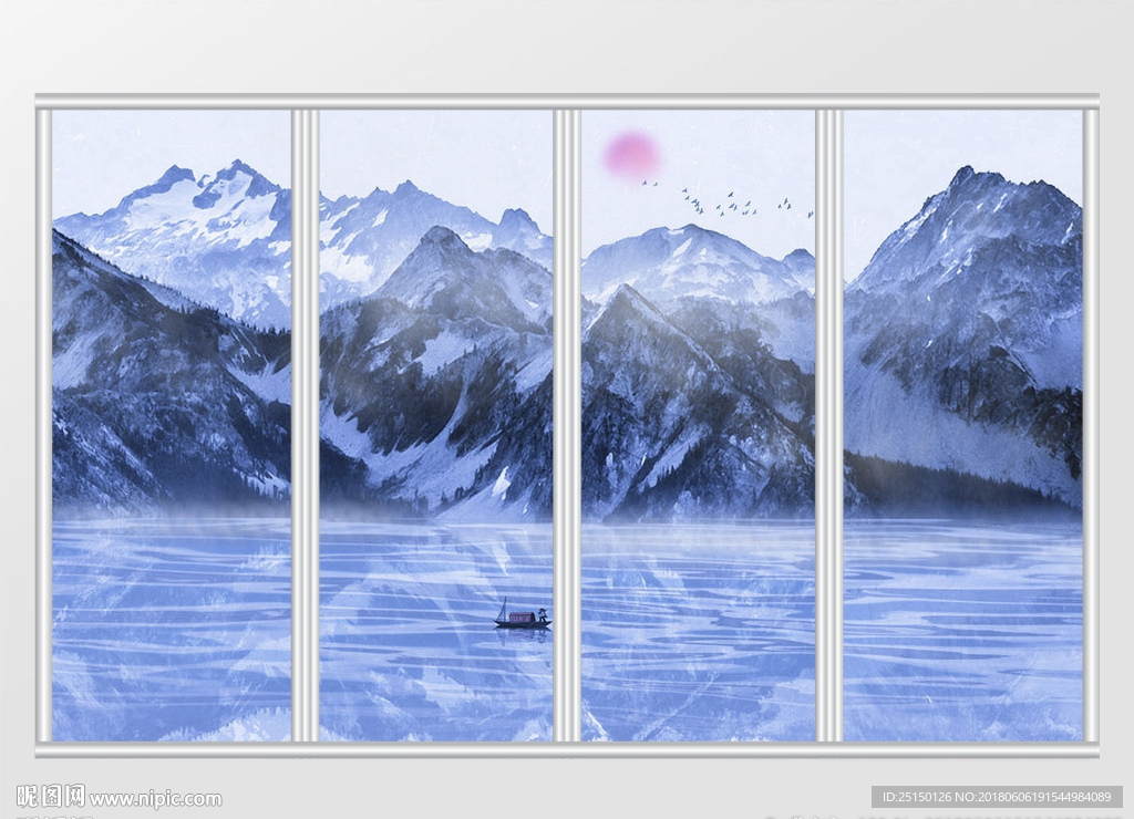 中国风水墨山水移门