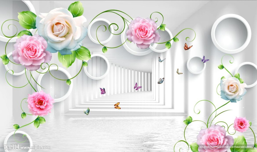 3D空间玫瑰花朵