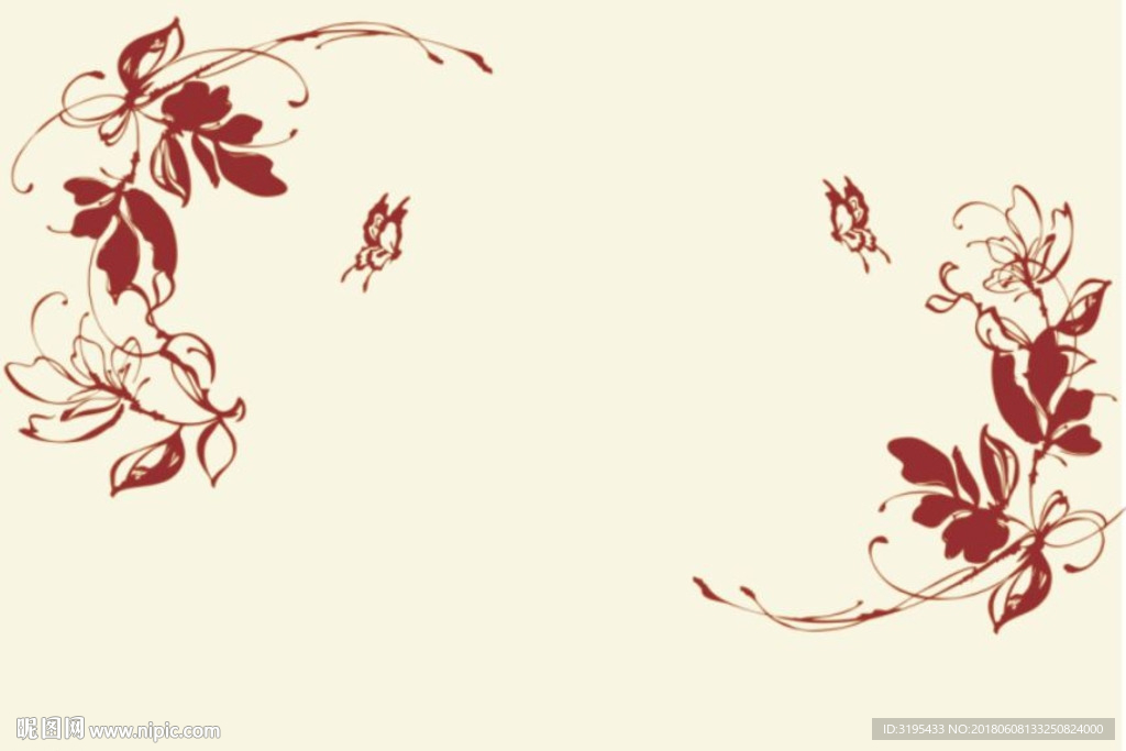 对角花 蝴蝶对角花 矢量