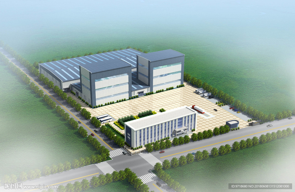 厂区 车 办公楼 模型和材质