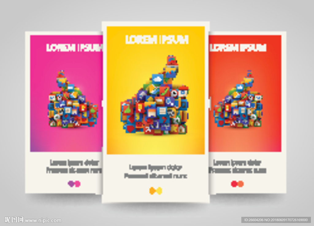 创意图标拼接大拇指海报