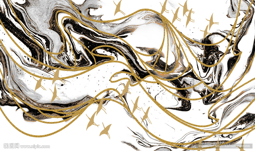 新中式抽象大理石意境山水背景墙