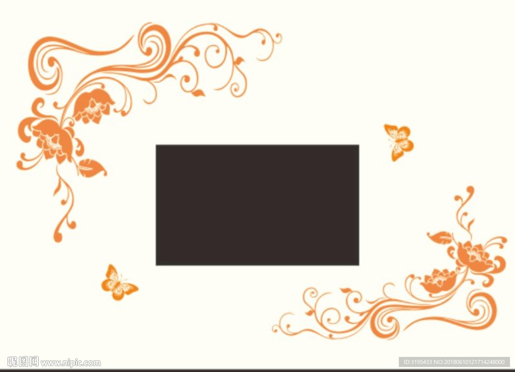 蝴蝶对角花 莲花 藤花 花纹