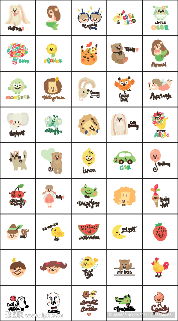 120款可爱卡通手绘素材