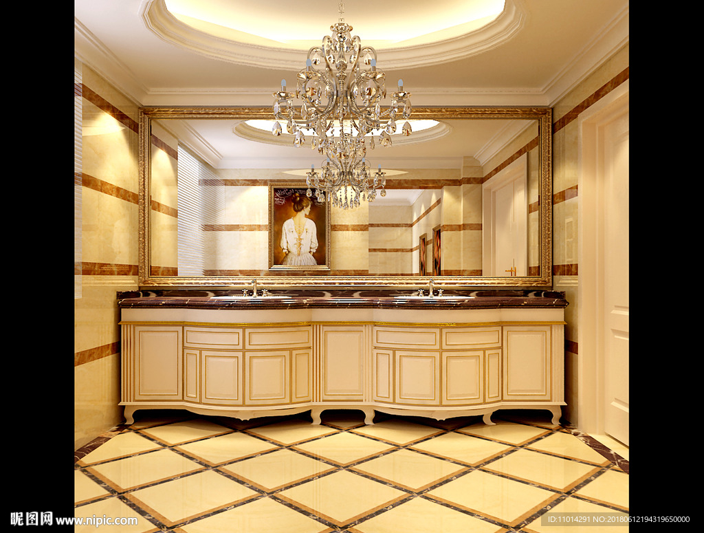 欧式洗手间洗手台3d模型