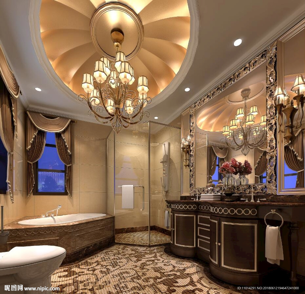 欧式风格豪华卫生间3d模型