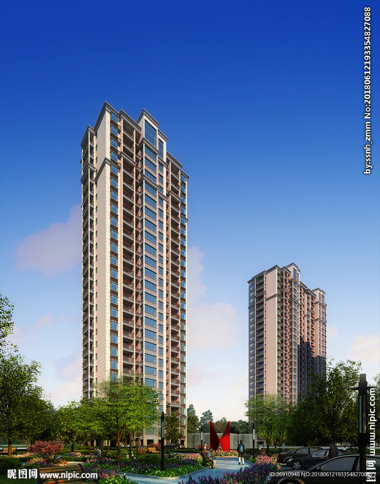 小区住宅透视效果图