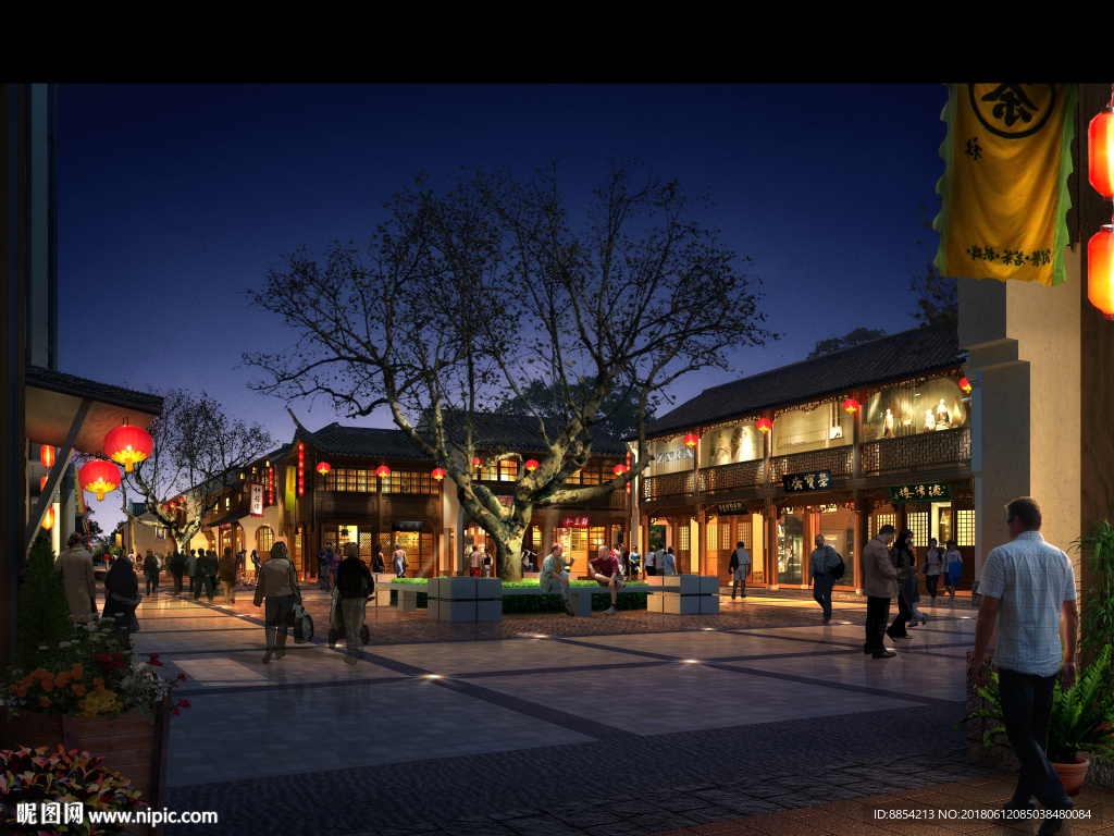 古建筑效果图 门楼牌坊 寺庙广