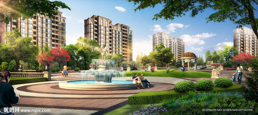 庭院效果图 环境设计 psd