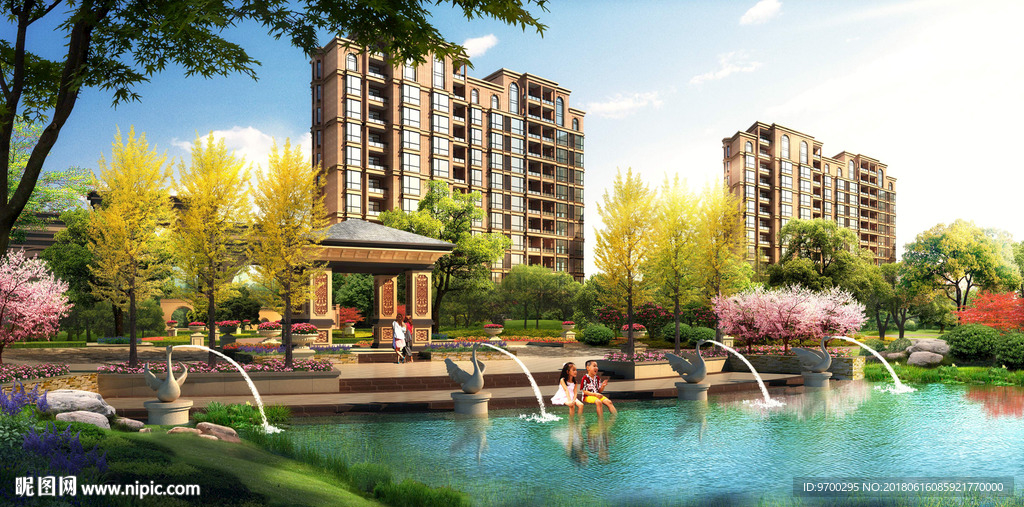 庭院效果图 环境设计 psd