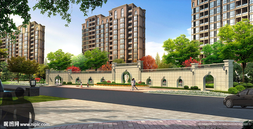 庭院效果图 环境设计 psd