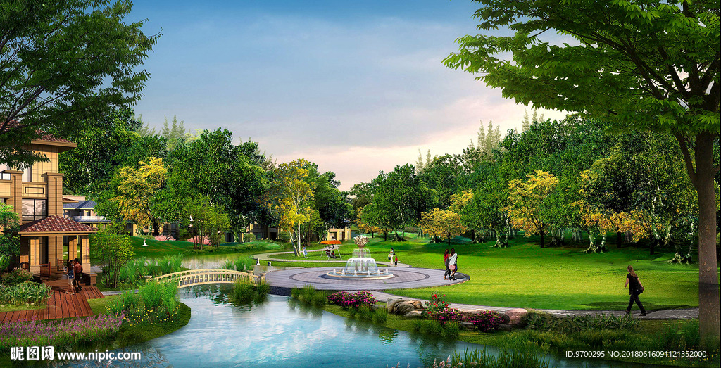 庭院效果图 环境设计 psd