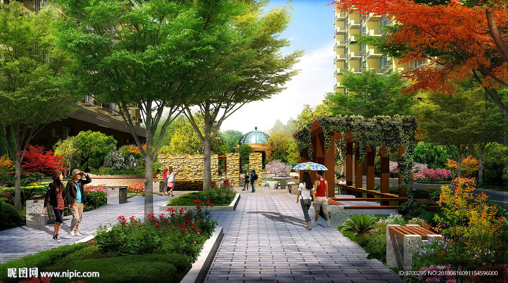 庭院效果图 环境设计 psd