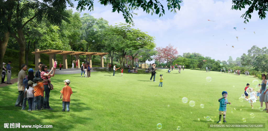 小区庭院效果图 景观psd素材