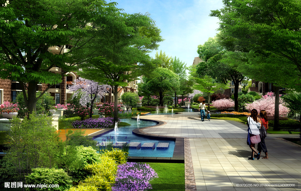 庭院效果图 环境设计 psd