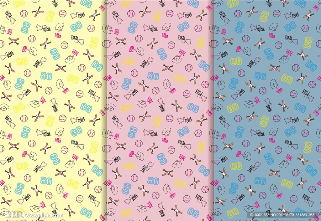 棒球 矢量 无缝印花