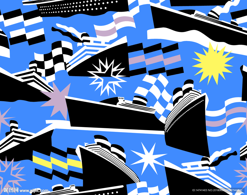 轮船大海花纹无限回位无缝拼接