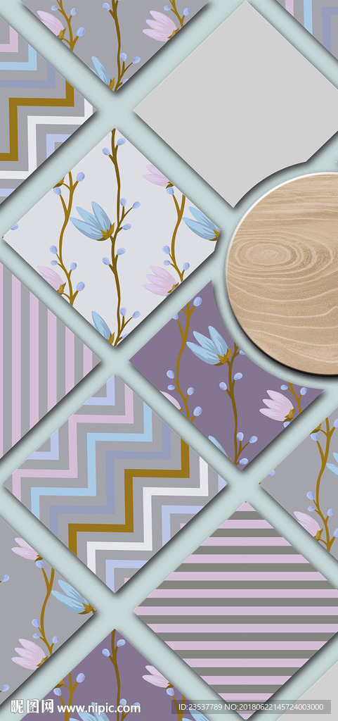 抽象立体花纹方块玄关装饰画