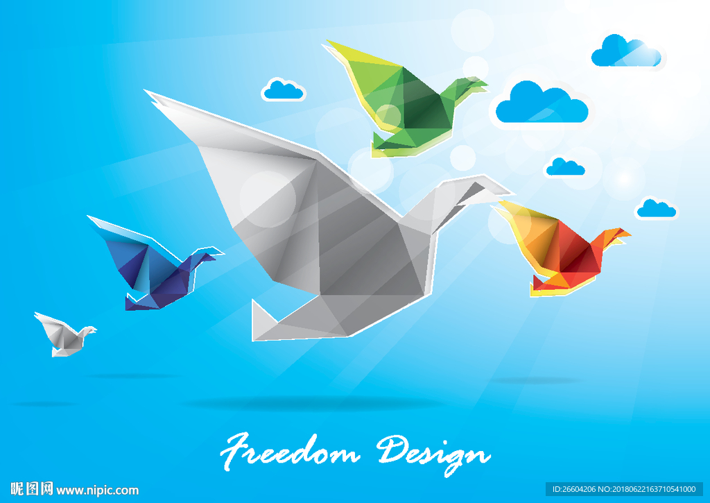 创意飞起来的千纸鹤