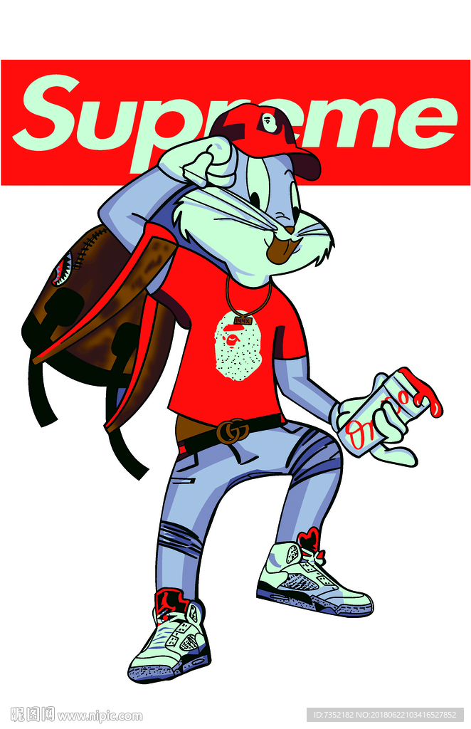 兔子 兔八哥 手绘 卡通 背包