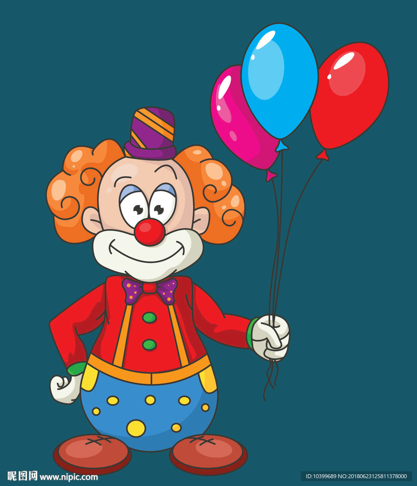 手握气球束的小丑矢量素材