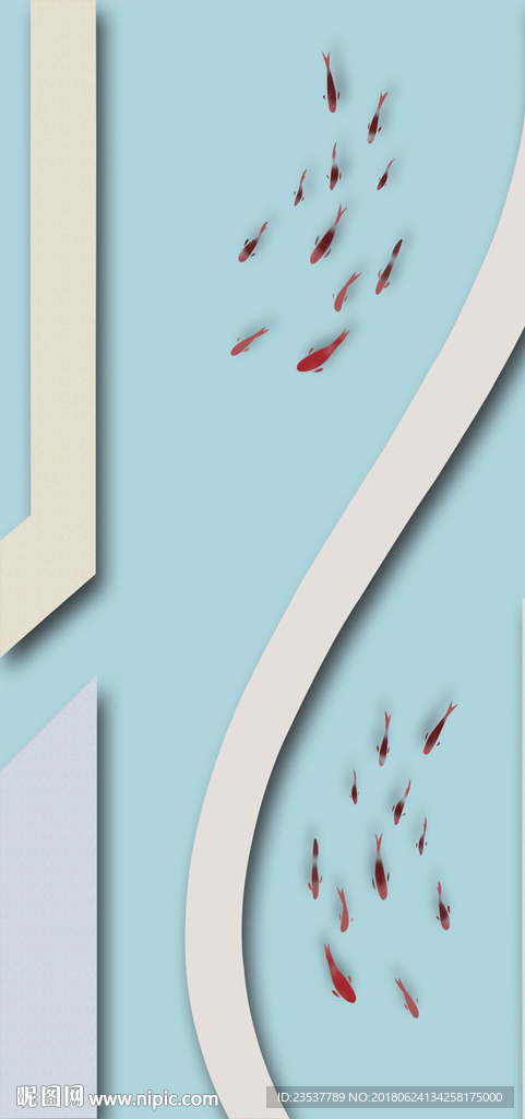 现代几何锦鲤玄关装饰画