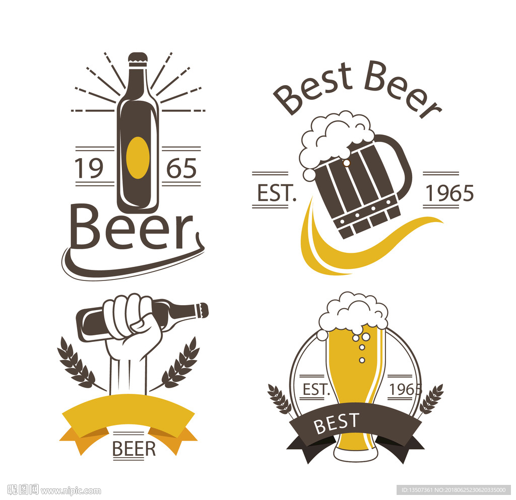 手绘大气高档啤酒素材UI图标