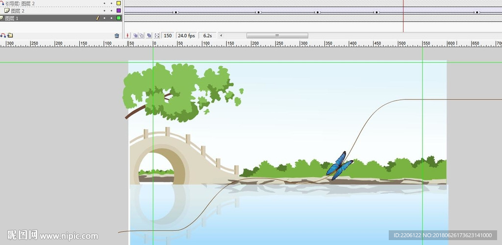 蓝色蝴蝶湖面飞舞引导线动态10