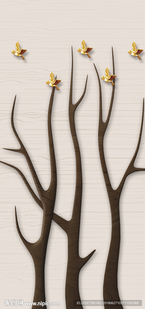 3D立体树木玄关装饰画