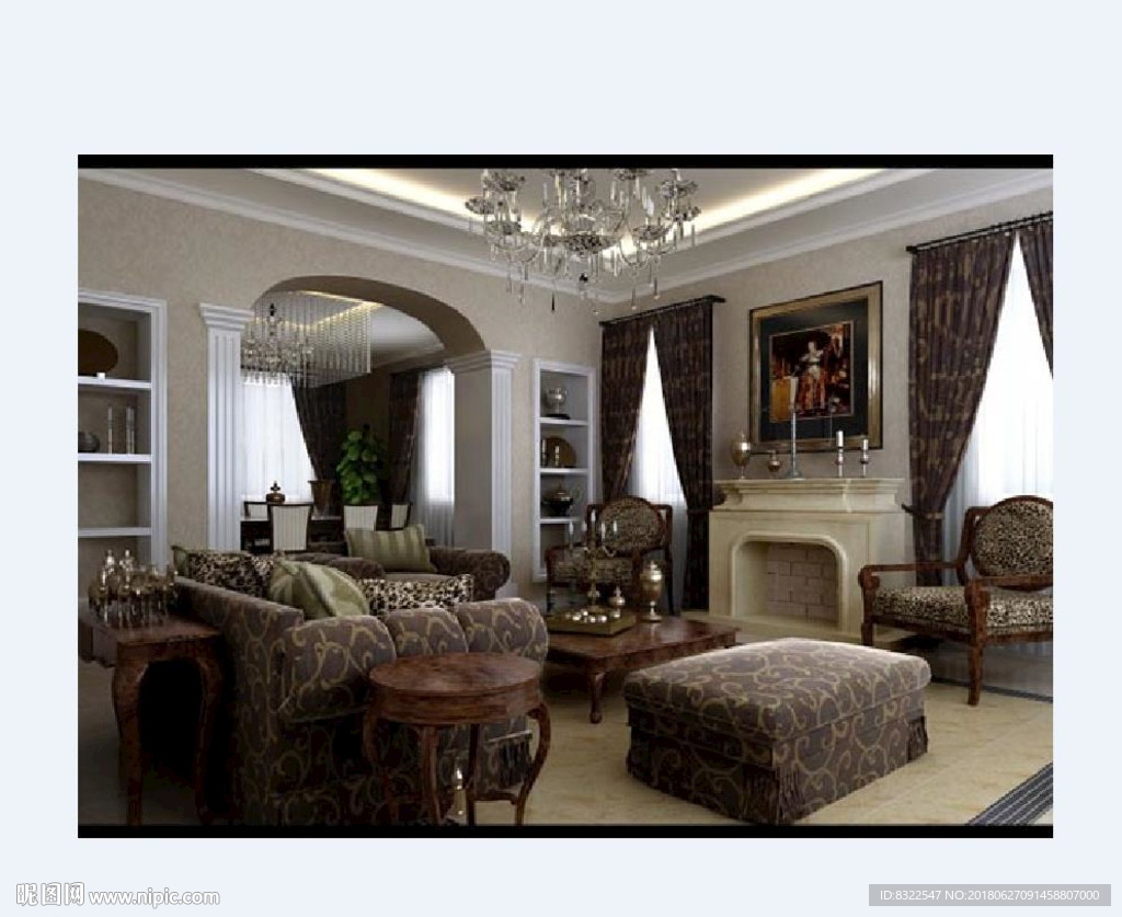 3D欧式客厅模型