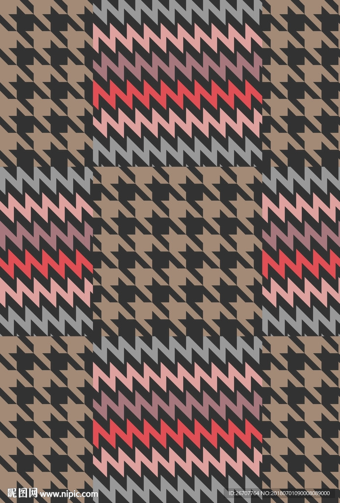 彩绘抽象字母几何无缝底纹矢量素