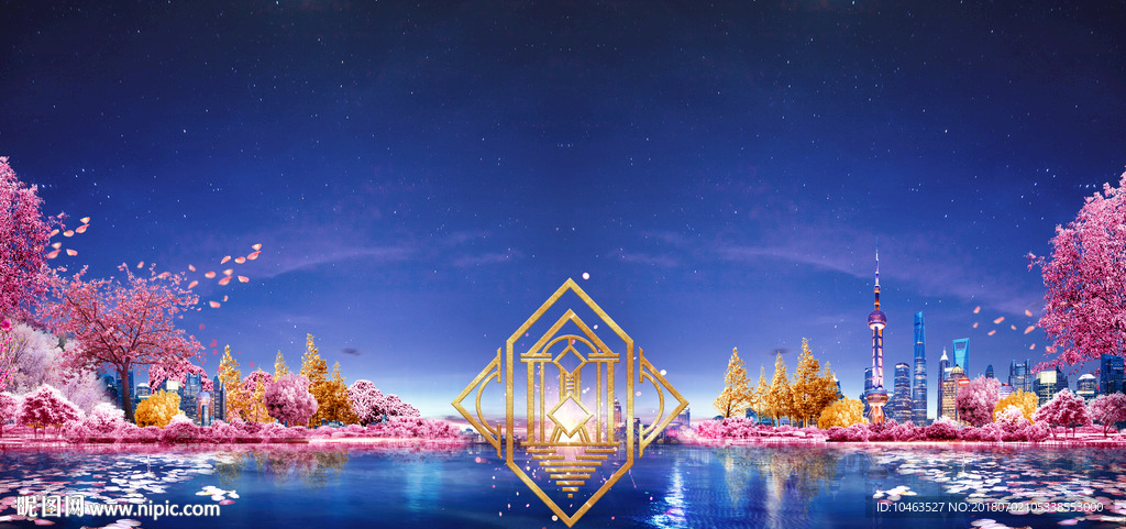 蓝色绚丽湖景地产