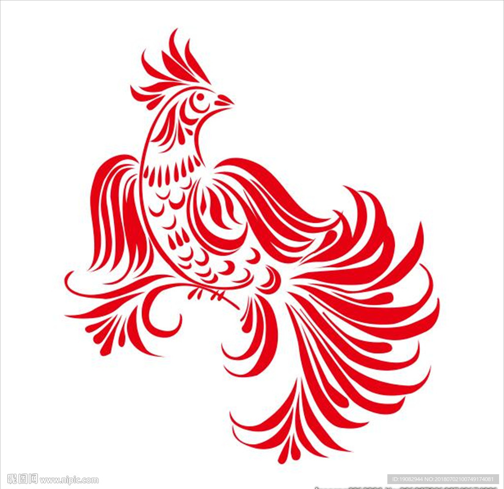 凤凰鸡线条矢量图