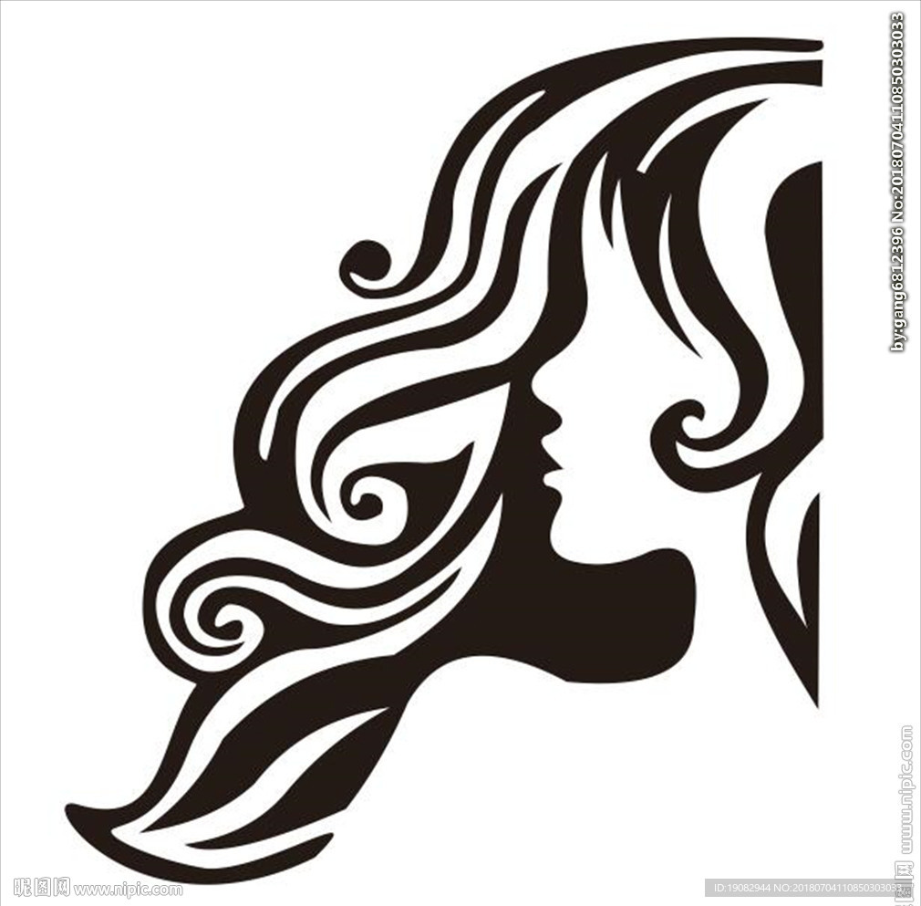 女人头像矢量形象线条图