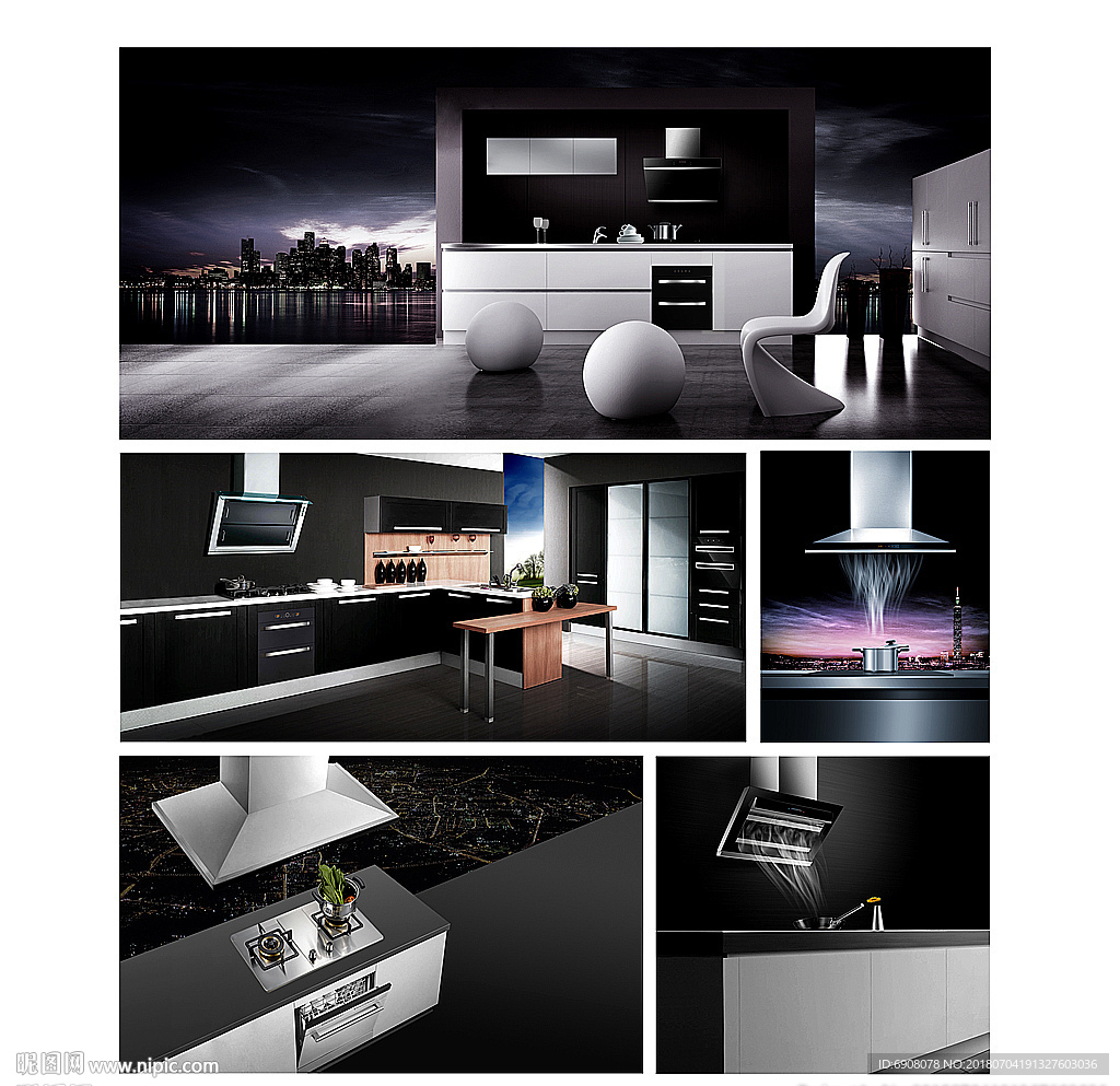 厨卫电器厨房分层背景