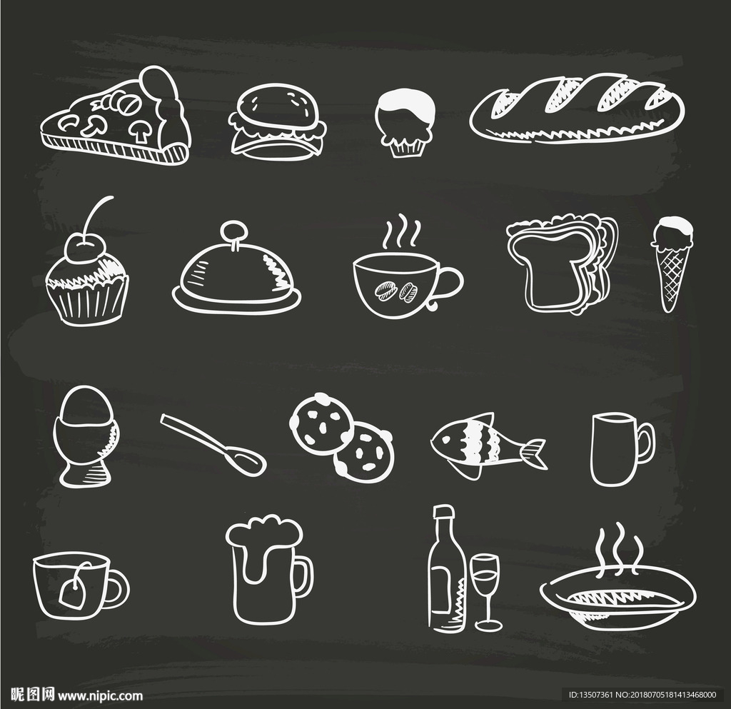 手绘快餐日料UI图标插画设计