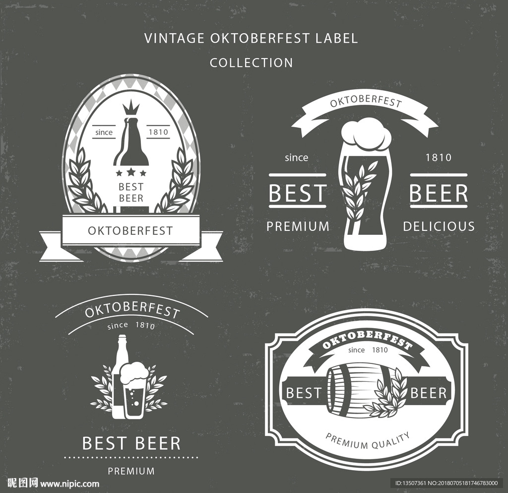 手绘欧式复古风酒标UI图标设计